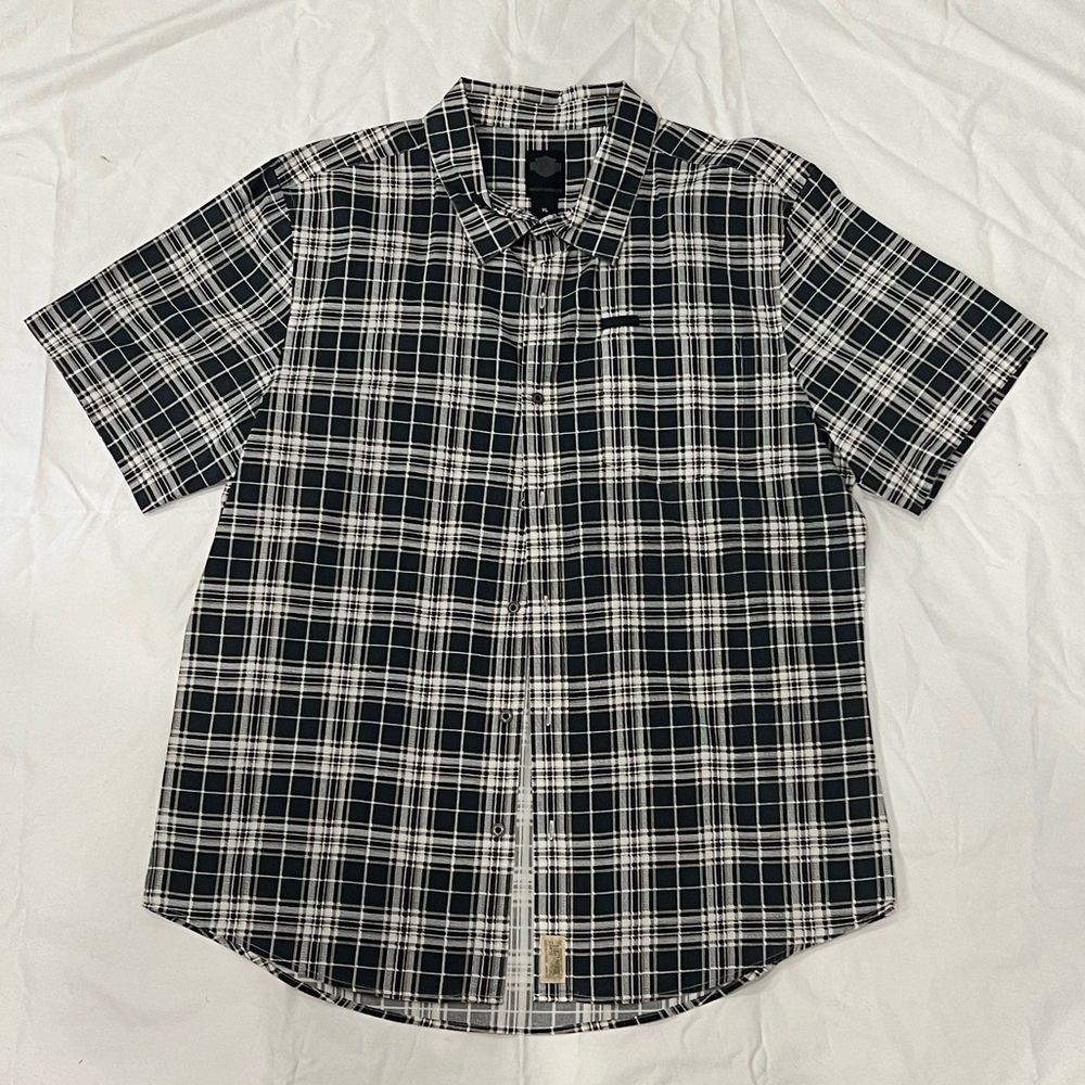 Harley Davidson Plaid Button Down Short Sleeve Shirt